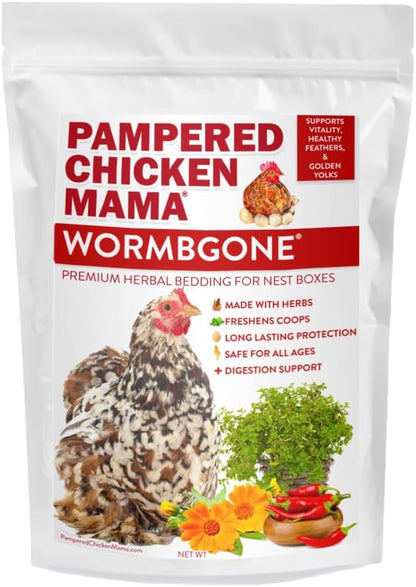 WormBGone Premium Backyard Chicken Nesting Herbs with Chili, Wormwood, Calendula, Rose Petals, Basil, Rosemary (1 Pound)