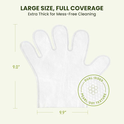 12PCS Hypoallergenic Pet Glove Wipes for Dogs & Cats - Quick Clean & Deodorizing Between Baths & Travel | Dog Washing Wipes for Fur, Butt, Paws, Eyes & Ears |Cat Cleaning Gloves for Grooming & Bathing