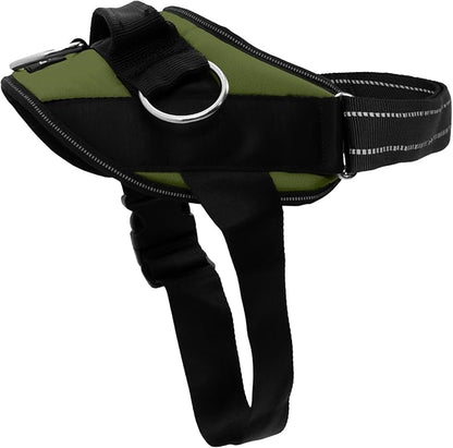 ShawnCo Essential Dog Harness, No-Pull Pet Vest with 3 Leash Clips, No Choke, Reflective, Adjustable and Padded, for Easy Walking and Training for Small, Medium and Large Dogs (Olive Green, M)