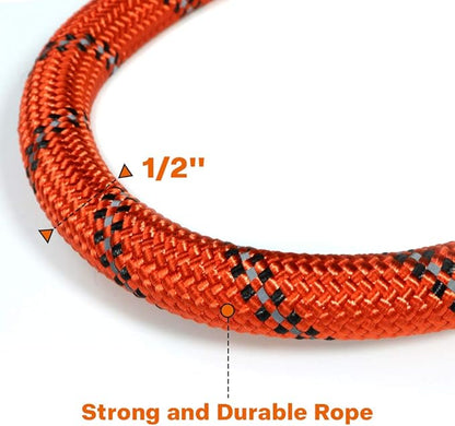 Taglory Rope Dog Leash 5 FT with Comfortable Padded Handle, Highly Reflective Threads Leash and Anti-Tangle Clip for Walking Medium Large Dogs, 1/2 inch, Orange