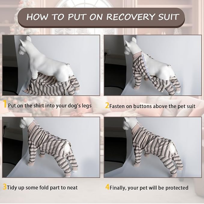FEimaX Dog Recovery Suit After Surgery, Pet Abdominal Wounds Post Surgical Shirt for Dogs Cats, Puppy Spay Neuter Prevent Licking Onesie Alternative Bandages E-Collar & Cone
