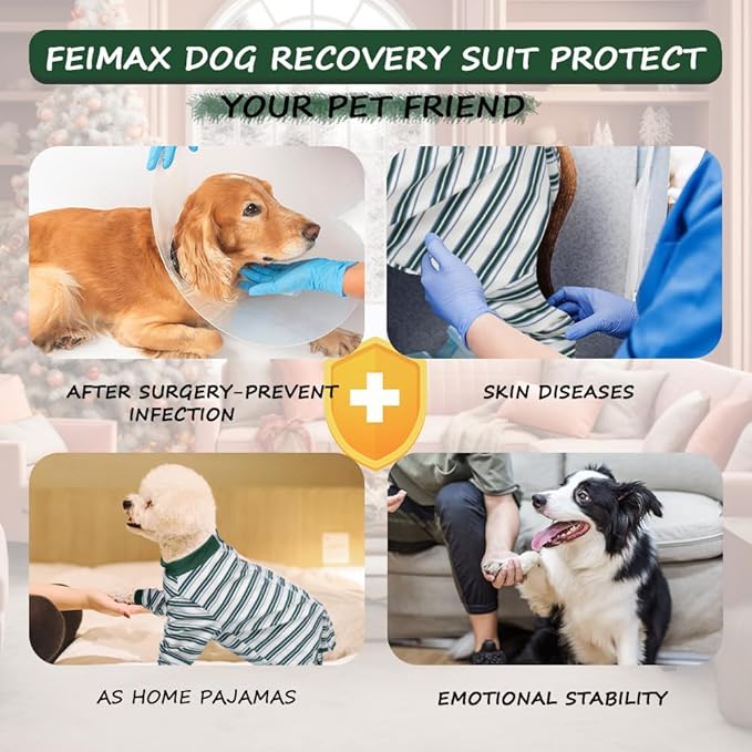 FEimaX Dog Recovery Suit After Surgery, Pet Abdominal Wounds Post Surgical Shirt for Dogs Cats, Puppy Spay Neuter Prevent Licking Onesie Alternative Bandages E-Collar & Cone