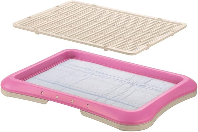Richell Paw Trax Mesh Training Tray, Pink 25.2 x 18.9 x 1.6" | Richell Paw Trax Mesh Training Tray: Puppy Potty Pad Holder for Indoor Use, Anti-Chewing and Tearing, Ideal for Potty Training Puppies