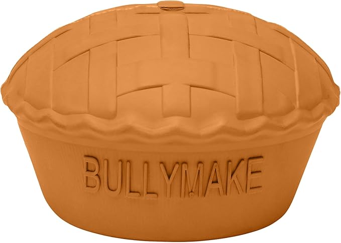 BULLYMAKE Orange Toss N' Treat Pie Toy for Dogs, Durable Rubber Dog Toys for Aggressive Chewers, Dental Stimulating, Treat Dispensing, Boredom Busting, Pet Supplies, Made in USA
