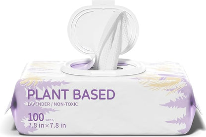 IMMHABI 100 PCS Dog Wipes for Paws and Butt Hypoallergenic Pets Cleansing & Deodorizing Anal Gland Hygienic Puppy Wipes for Dogs Face and Body Wipes Cleaning Fur Doggie Wipes Doggy Wipes (Lavender)