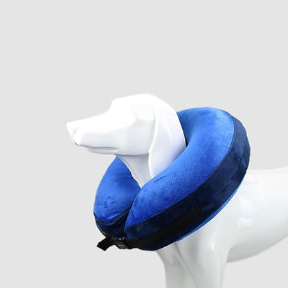 Inflatable Dog Neck Collar PVC Soft Warm Comfortable Protective Recovery Cone for Post Surgery Skin Itching Pets (Blue)