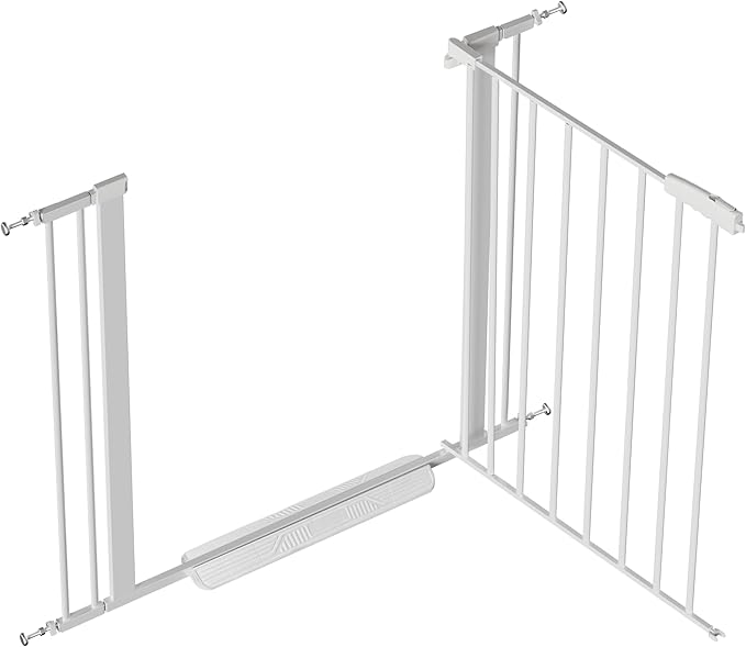 Dog Gate for Stair, 30" Tall Safety Gate Adjustable 29"-40.5" Extra-Wide Metal Pet Gate, Pressure Mounted Drill-Free No Tools Needed Dog Gate for Stairs,Doorways,House