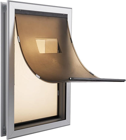 Extra Large Dog Door, Aluminum Frame Pet Door 17.5" x 27.7", Weatherproof Dog Door with Automatic Closing Magnetic Flap and Lockable Sliding Panel Easy Install on Interior Exterior Door