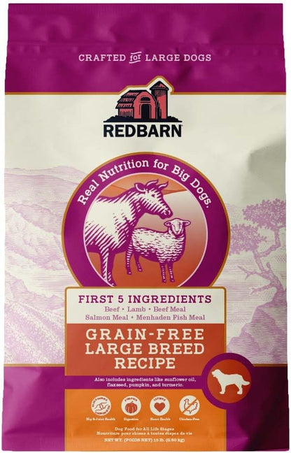 Redbarn Grain-Free Large Breed Dog Food Kibble - Beef & Lamb Recipe - Made in USA No Chicken Recipe with Functional Ingredients to Support Healthy Heart, Joints, Digestion, Skin & Coat - 15lb