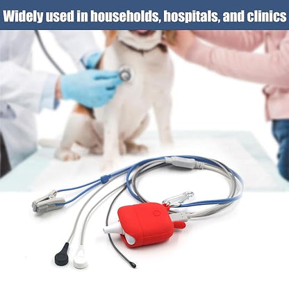 Veterinary Pulse Oximeter Monitor for Dogs, Rechargeable Spo2 Oximeter Monitor for Cats, Bluetooth ECG Monitor Equipment for Pets, Portable Non-Contact Thermometer,Easy Operation & BLE4.0 Connection