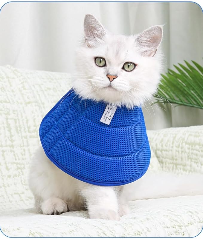 Soft Dog Cone Collar Alternative, Adjustable E-Collar for Surgery Recovery & Wound Protection. Comfy Elizabethan Cone for All Pets. (Blue, XXS (Fit Under 3.3 lbDog & 4.4 lb Cat))