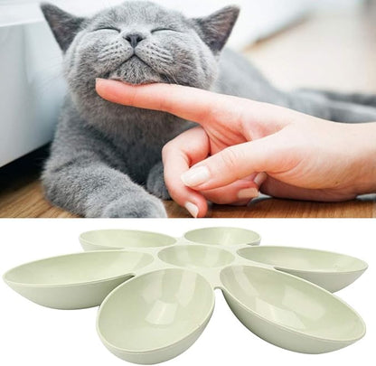 Cat Water Bowl Multiple Case Food Feeder Water Feeding Bowl Six Petals Plastic Feeder Puppy Food Dispenser Bowls for Cats Dogs(Green)