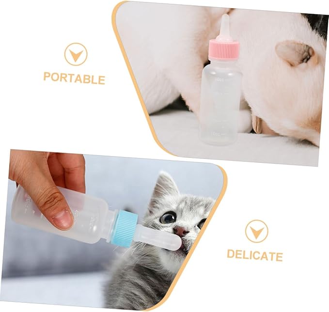 2pcs Small Animal Milk Feeder Bottles Puppy Kitten Nursing Kit for Newborn Pets Easy to Use Feeding for Kittens Puppies and Small Animals