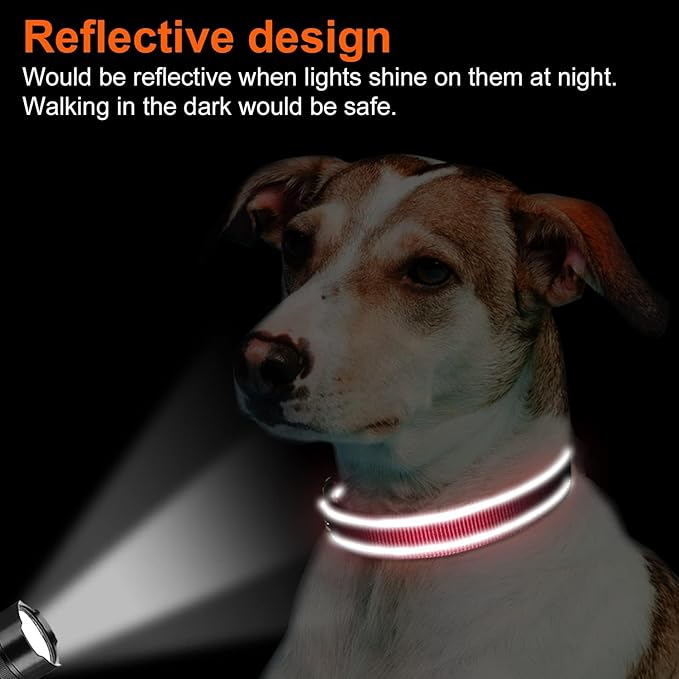 Joytale Reflective Dog Collar,Soft Neoprene Padded Breathable Nylon Pet Collar Adjustable for Large Dogs,Red,L