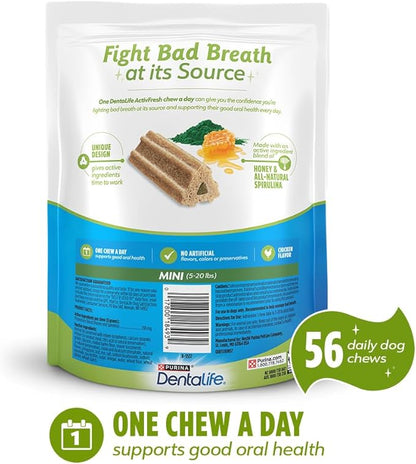 Dentalife ActivFresh Dog_Chews for Mini and Small Dogs 5-20 lbs., Dental-Chews to Freshen Breath, Chicken Flavor, 16.9 oz., 56 Chews - 56 ct. Pouch (Pack of 2)