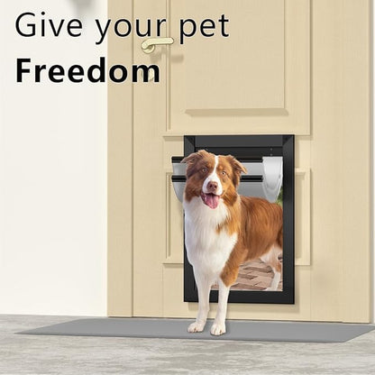 [MAVRICPOWER] Aluminum Large Dog Door for Door, Doggie Door with Two Sliding Panels for Extreme Weather, Doggy Door for Large Dogs up to 80lbs