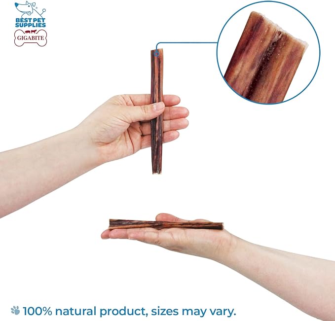 GigaBite Beef Esophagus Dog Treats - Natural Gullet Sticks for Dogs, High Protein Single Ingredient Dog Chews, Rawhide Free Dental Dog Treats for All Dog Breeds - Sticks (6 Inch), Pack of 18