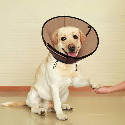 Small Dog Cone Collar, Adjustable Soft Dog Cone for Small Dogs to Stop Licking, Pet Recovery Cone for Male Female Dogs, Brown S