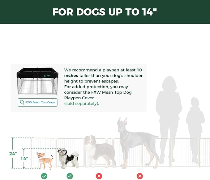 FXW Homeplus Unleashed Indoor Dog Playpen - Stress-Free and Safe Play, Heavy Duty 24 Inch 8 Panels Dog Pen for Puppy and Small Dogs, White│Patented