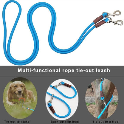 30FT Tie Out Rope Dog Leash, Long Tether 10-15-20-30 FT Dog Tie Down Nylon Check Cord for Medium Large Dogs Outdoor Playing Camping Backyard (Blue, 3/8")
