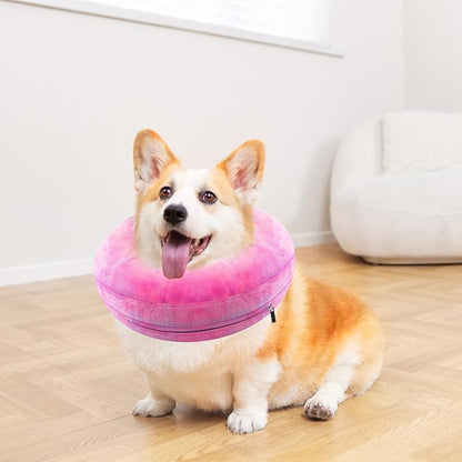 Dog Cone, Uadonile Inflatable Cone Collar for Dogs and Cats, Dog Neck Collar Recovery E-Collar Alternative After Surgery, Elizabethan Collar for Dogs Recovery(Tie-dye Rose Purple, M+)