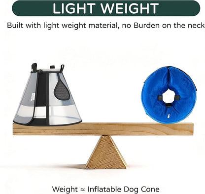 Soft Dog Cone Collar for Large Dogs, Mesh Windows Transparent E Collar for Dog, Anti-Bite Lick Wound Healing After Surgery Neuter Safety Practical Comfy Plastic Cone (Black, M)