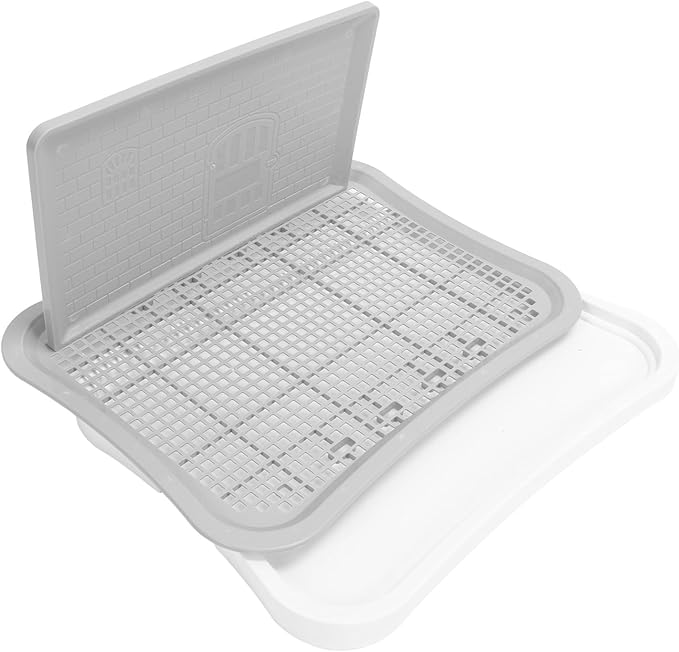 Puppy Potty Training Tray,Portable Puppy Mesh Training Potty Dog Training Toilet with Wall Column Removable Pee Pad Tray for Large Small Medium Pets (White)