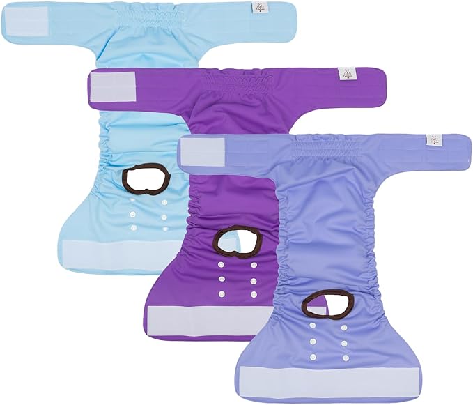 CuteBone Dog Diapers Female Washable Small Medium Large 3 Pack Reusable Doggie Diapers Puppy Period Pants for Doggy Heat Cycle Peeing
