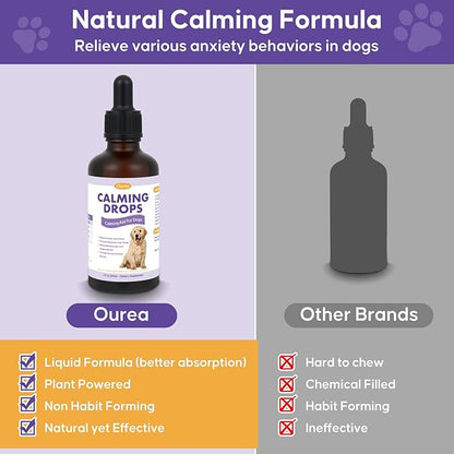 Sedation Drops for Dogs Nail Trimming Grooming, Natural Calming Solution with Melatonin for Relieve Separation Anxiety Stress Vet Visits, Calming Drops with for Thunder Fireworks Traveling Sleep Aid