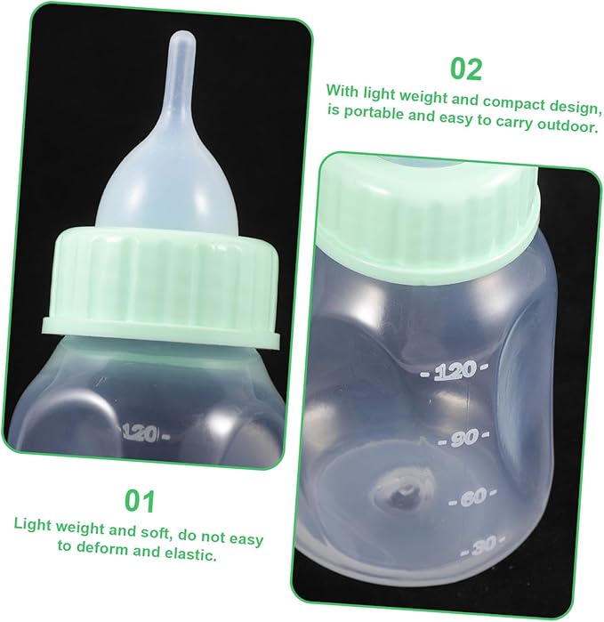 ORFOFE Small Pet Nursing Bottle Kit for Puppies Kittens Rabbits Soft Nipple Feeding Milk Bottle for Pets Portable Lightweight for Dogs Cats