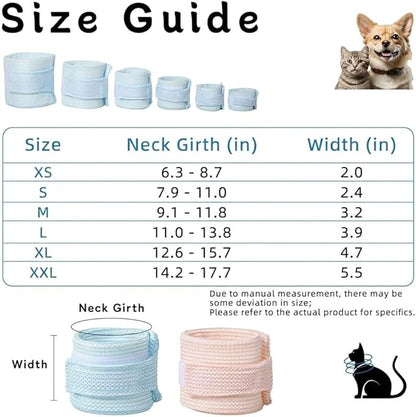 Cat Neck Brace Cover - Breathable Elizabethan Collar for Post-Surgery Recovery Anti-Lick Wound Adjustable Protective Cervical Cone for Small Medium Large Dogs Cats (Neck Girth 11.0-13.8" Depth4.7
