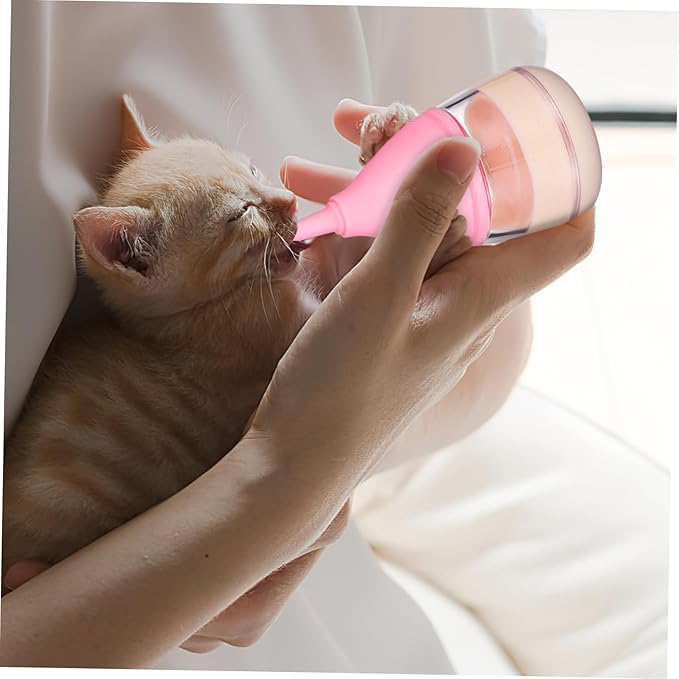 MERRYHAPY Kitten Puppy Nursing Bottle Set Pet Feeding Bottle Nipples Breast Milk for Newborn Kitten Feeder Cat Milk