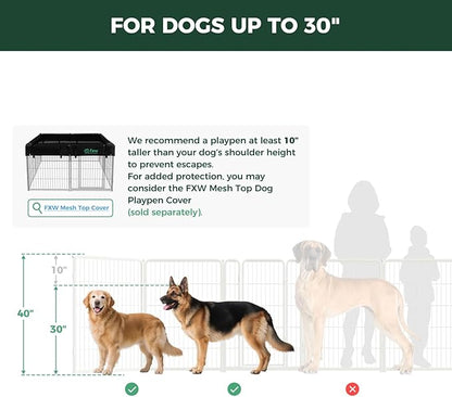 FXW Homeplus Unleashed Indoor Dog Playpen - Stress-Free and Safe Play, Heavy Duty 40 Inch 16 Panels Dog Pen for Medium and Large Dogs, White│Patented