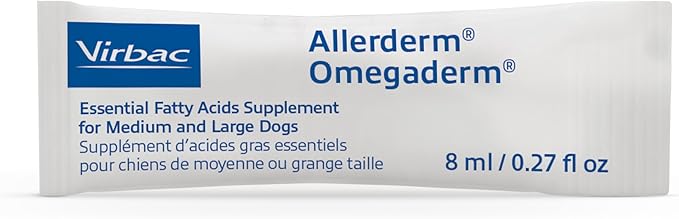 Virbac ALLERDERM OMEGADERM® Essential Fatty Acids Supplement - Omega 3, Omega 6, Vitamin E Supplement | Allergy Support for Medium/Large Dogs – 28 Daily doses