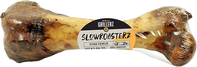 Grillerz Pork Femur Bone, 1 Count, Rawhide Free, All Natural Treat for All Breeds, Gluten Free, Long Lasting, Easy to Digest, For Adult Life Stages, Dog Chew for Healthy Teeth