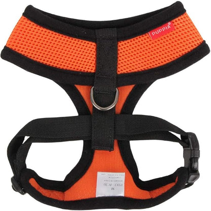 Puppia Soft Dog Harness No Choke Over-The-Head Triple Layered Breathable Mesh Adjustable Chest Belt and Quick-Release Buckle, Orange, X-Small