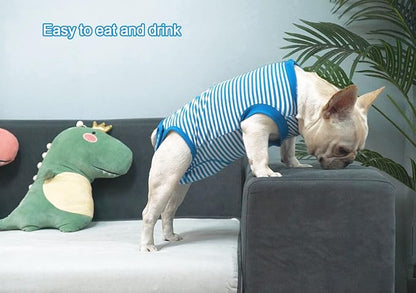 Dog Blue Recovery Suit for XX-Large Female Spay,Male Dog Surgery Suit,Narrow Blue-White XXL