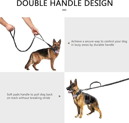 DAGANXI Tactical Dog Collar Leash Set, Adjustable Military Training Nylon Dog Collar with Controll Handle and Heavy Metal Buckle for Medium and Large Dogs，with Patches and Airtags Case (XL, Black-SET)