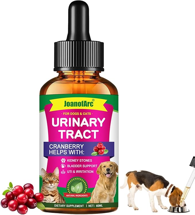 Urinary Tract for Cats, Cat & Dog Urinary Tract Drops Infection Remedy with Cranberry Dog Supplements, Cranberry Kidney Bladder Support Supplement - 60ml / 2 Fl.oz