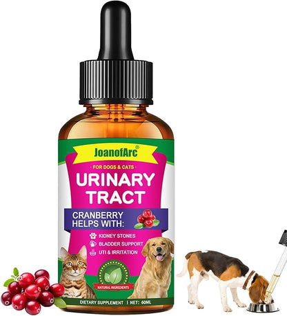 Urinary Tract for Cats, Cat & Dog Urinary Tract Drops Infection Remedy with Cranberry Dog Supplements, Cranberry Kidney Bladder Support Supplement - 60ml / 2 Fl.oz