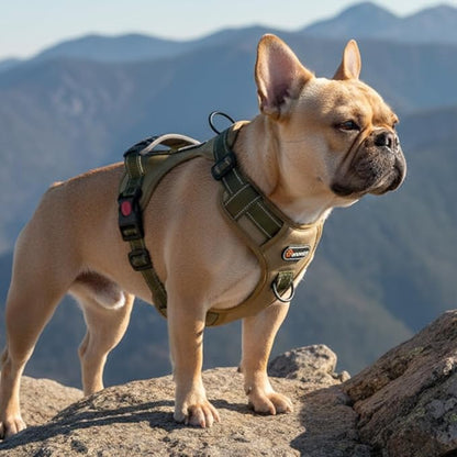 Tactical Dog Harness No Pull Adjustable Pet Vest Collars with Reflective Straps and Handle, Puppy Harnesses with Dual Metal Clips for Leash, Durable Chest Collar for Small and Medium Dogs