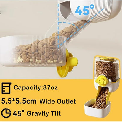 Pet Dog Cat Hanging Automatic Feeders, Auto Gravity Pet Feeder No Drip Water Set, Cage Pet Feeding Bowls Dispenser for Cats Dogs Puppy, Rabbit (Blue-Pink)