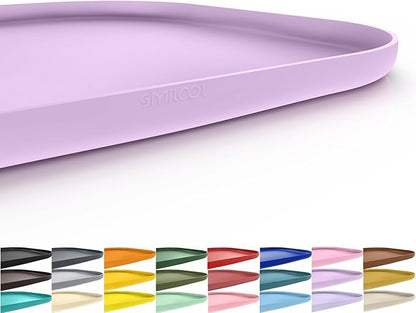 Smilool Silicone Pet Food Mat with Raised Edge for Food and Water Bowl, Dog Feeding Mats, Cat Food Trays for Floor Waterproof, Rubber Tray for Dogs and Cats, 19 x 12 x 0.7 Lavender