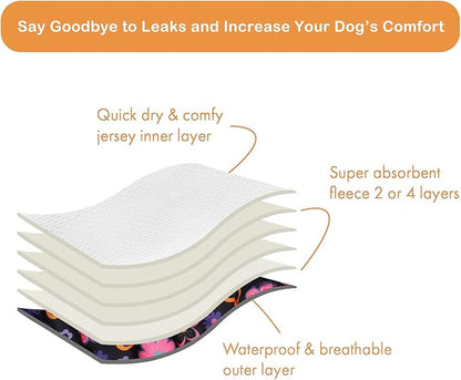 CuteBone Dog Diapers Female Washable Small Medium Large 3 Pack Reusable Doggie Diapers Puppy Period Pants for Doggy Heat Cycle Peeing