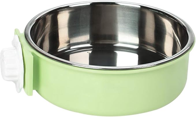 Pet Hanging Bowl 2-in-1 Removable Stainless Steel Food Hanging Bowl for Puppy/Cat, Andiker Pet Bowl Hanging Cage Large Water Food Feeder for Dogs Cats (Small, Green)