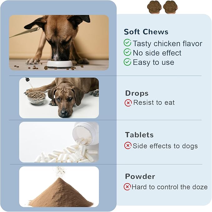 Calming Chews for Dogs, Dog Calming Soft Chews for Fireworks, Storms, Thunder, Barking, Separation, 90 Count