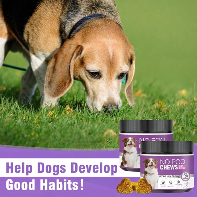 300 Chews No Poo Chews-No Poop Eating Deterrent for Dog-Coprophagia Deterrent for Dogs-Prevent Stop Dogs from Eating Poop Supplement with Digestive Enzymes&Probiotics-Breath Freshener-Chicken