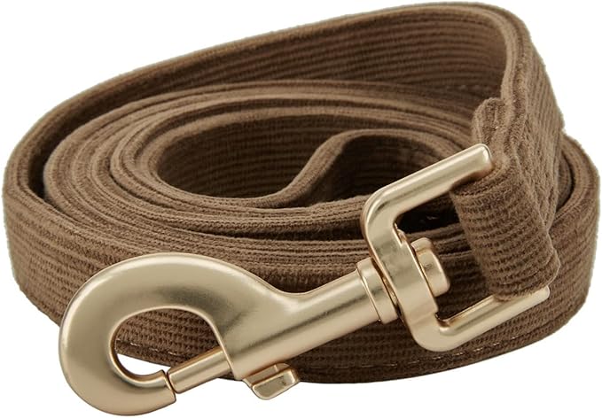 Soft Cotton Dog Leash, 5 Ft Heavy Duty Corduroy Dog Leashes with Gold Metal Hook for Small Medium Large Dogs,Small,Brwon
