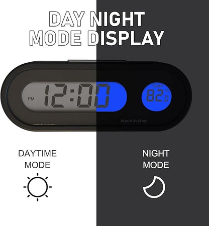 Eratus 1 PC Car 2.95" x 1.1" x 0.7" Digital Clock with Thermometer, Angle Adjustable Dashboard Vent Mini LCD Luminous Large Screen Clock, Black