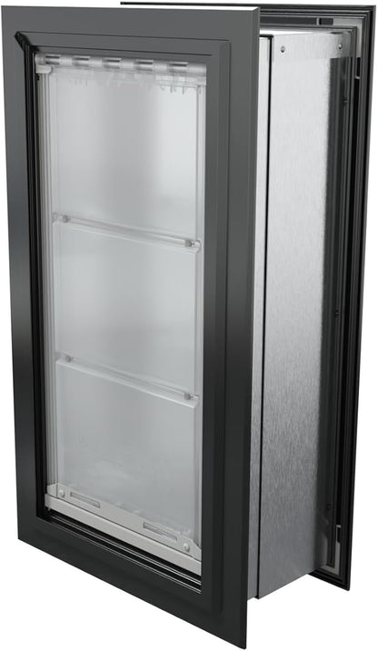 Endura Flap Pet Door for Walls in Black | Energy-Efficient Double Flap Design for Wall Installations | All-Weather Protection with All-Metal Telescoping Tunnel | Black, Large, Double Flap